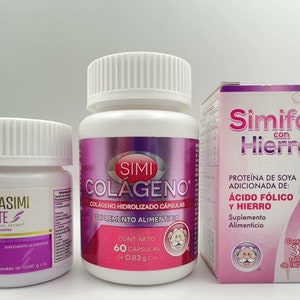 3 Pack GELASIMI FORTE + Simi Colageno Oral + Simifol con Hierro + Free Shipping  Envio Gratis