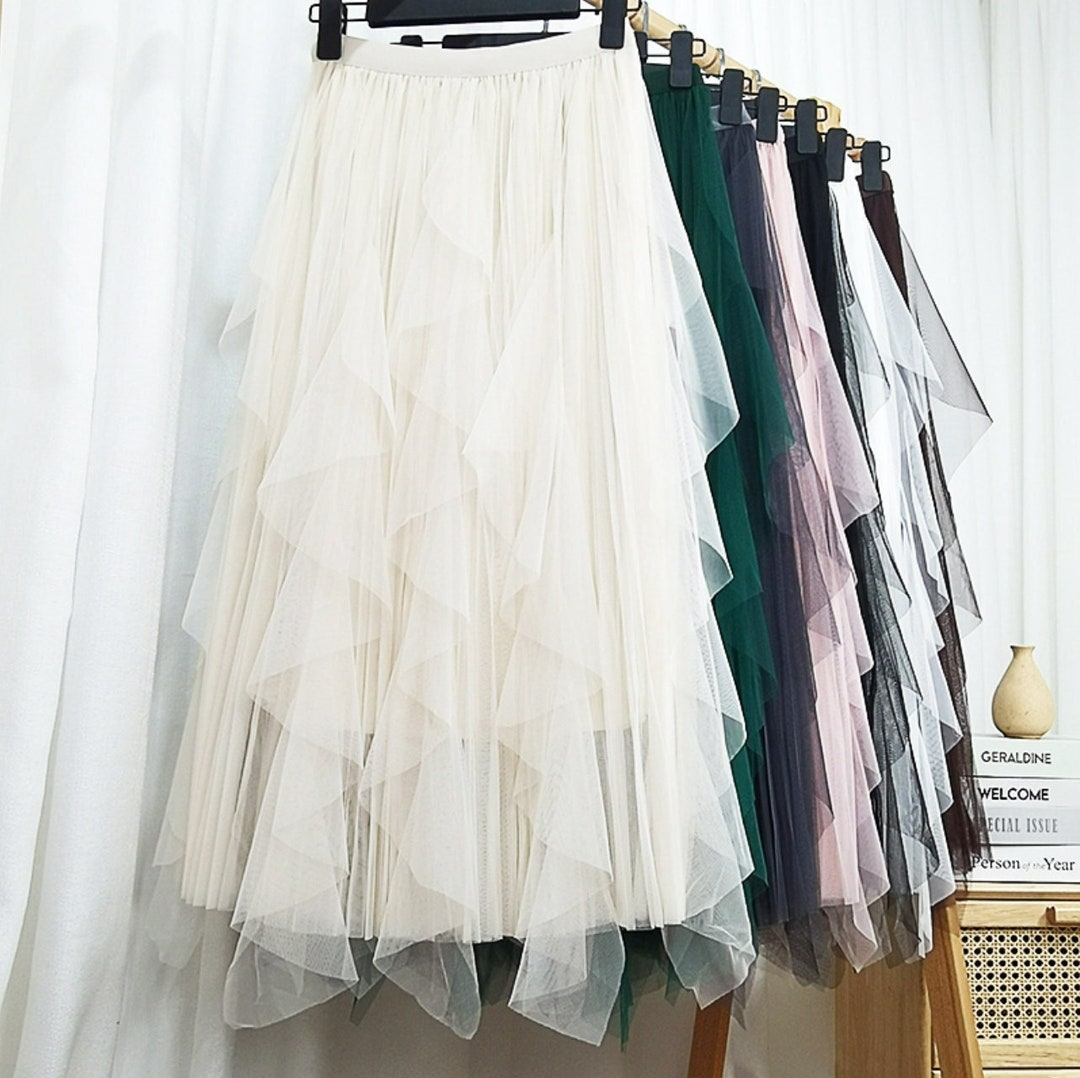 High Waisted Ruffle Skirt Tulle Fairy Skirt Ruffled Layered Etsy UK