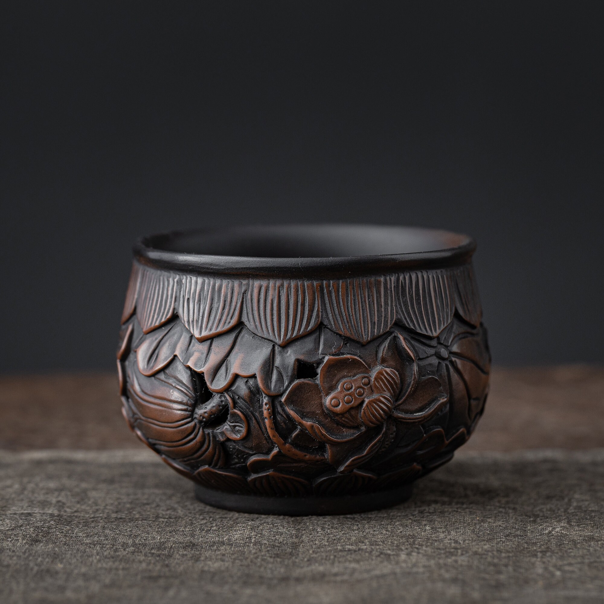 Carved Lotus Ceramic Tea Cup,ceramic Mug,pottery Tea Cup,japanese