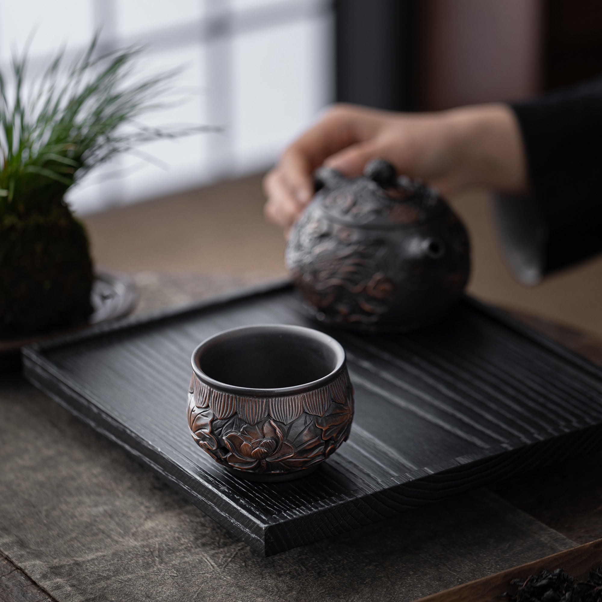 Carved Lotus Ceramic Tea Cup,ceramic Mug,pottery Tea Cup,japanese