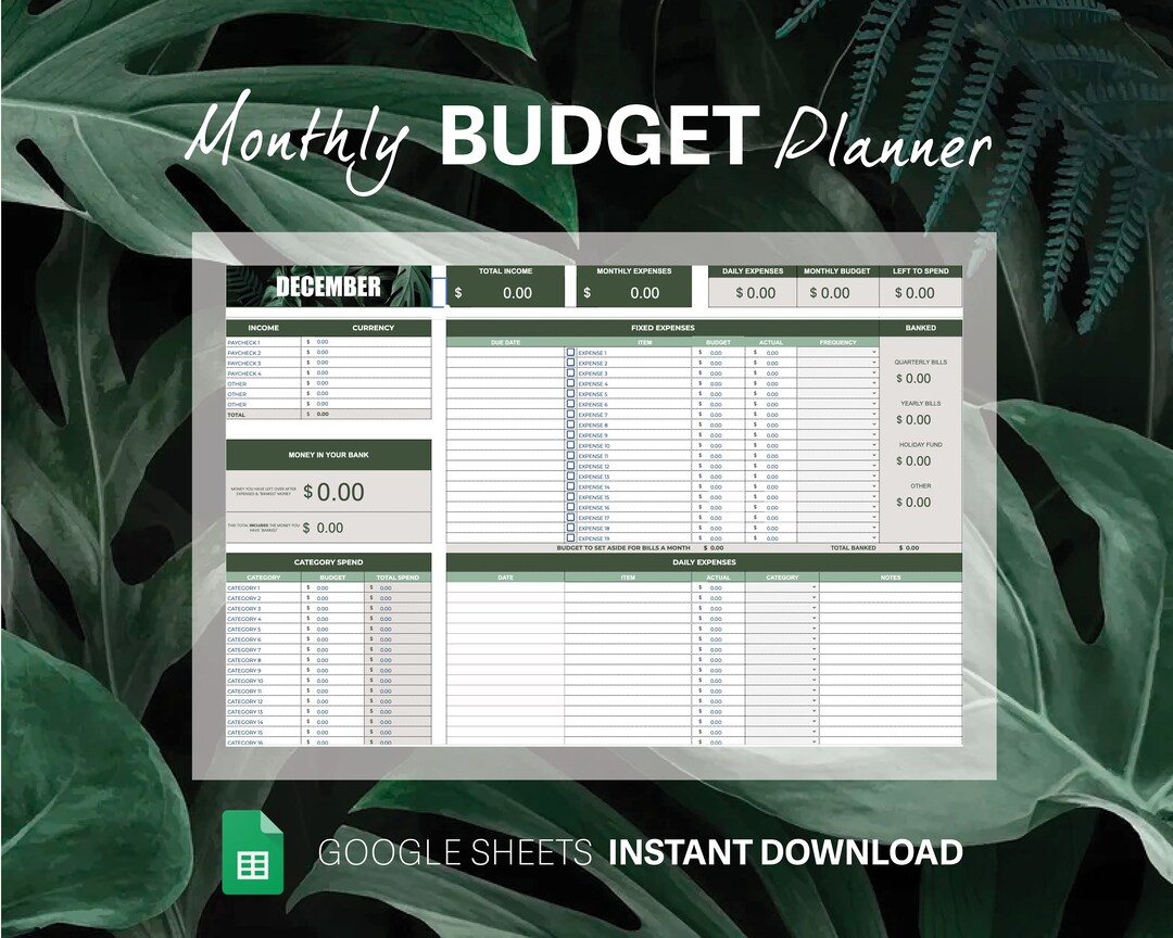 Monthly Budget Spreadsheet Google Sheets Budget Template Monthly Budget ...