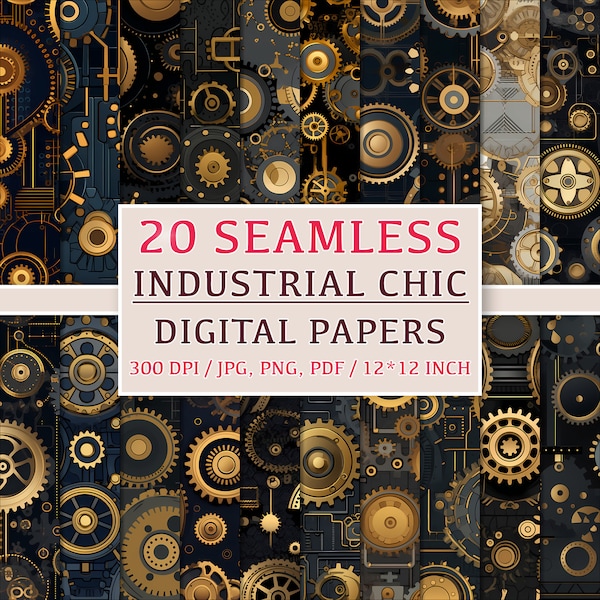 20 Seamless Industrial Chic Abstract Minimalism Patterns - Digital Papers for Modern Design Projects, Scrapbooking, Digital Download, Prints