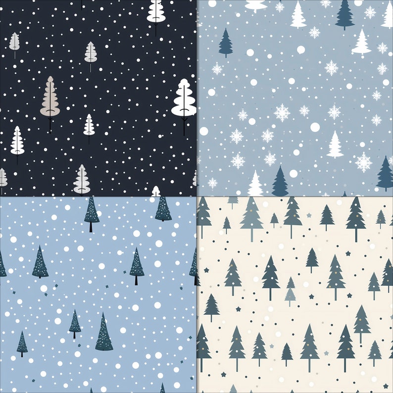 Snowy Pattern Paper Set of 20 Seamless Snowy Day Patterns - Digital Winter Papers, Cold ...