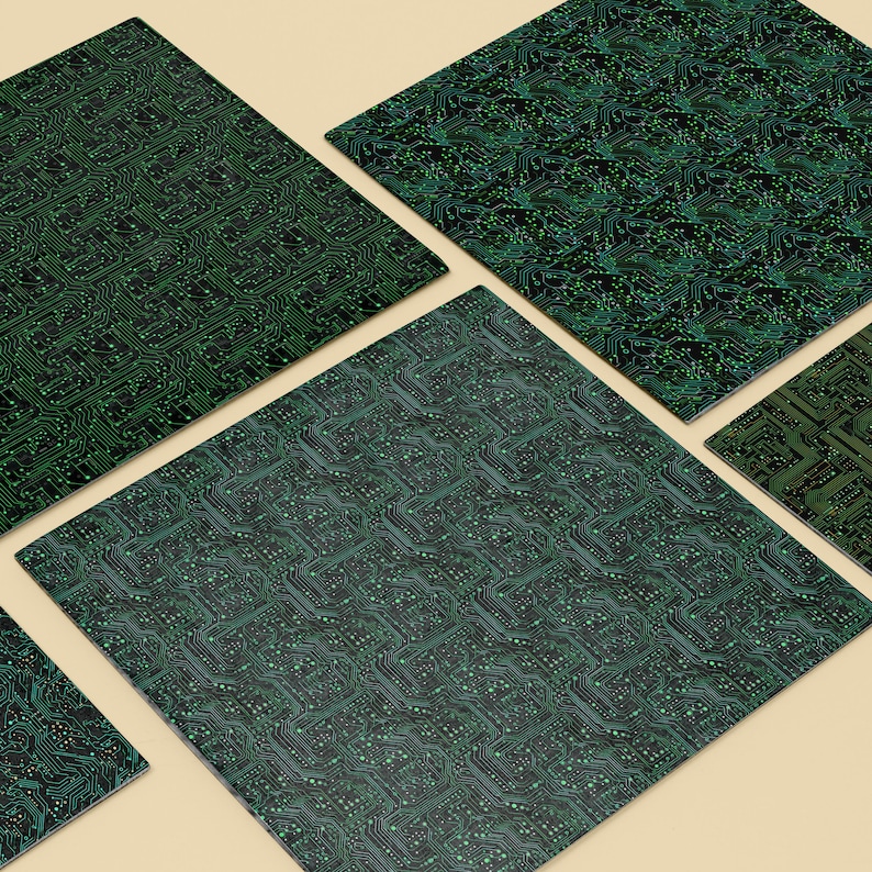 Tech-Inspired Elegance: 20 Seamless Circuit Board Patterns, Digital Papers, Clipart, Backgrounds, Computer Patterns, Motherboard Graphics
