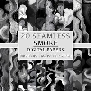Conjunto de 20 patrones de humo y niebla sin costuras: documentos digitales para varios proyectos y diseños, garabatos de paquete de gráficos digitales de atmósfera espeluznante