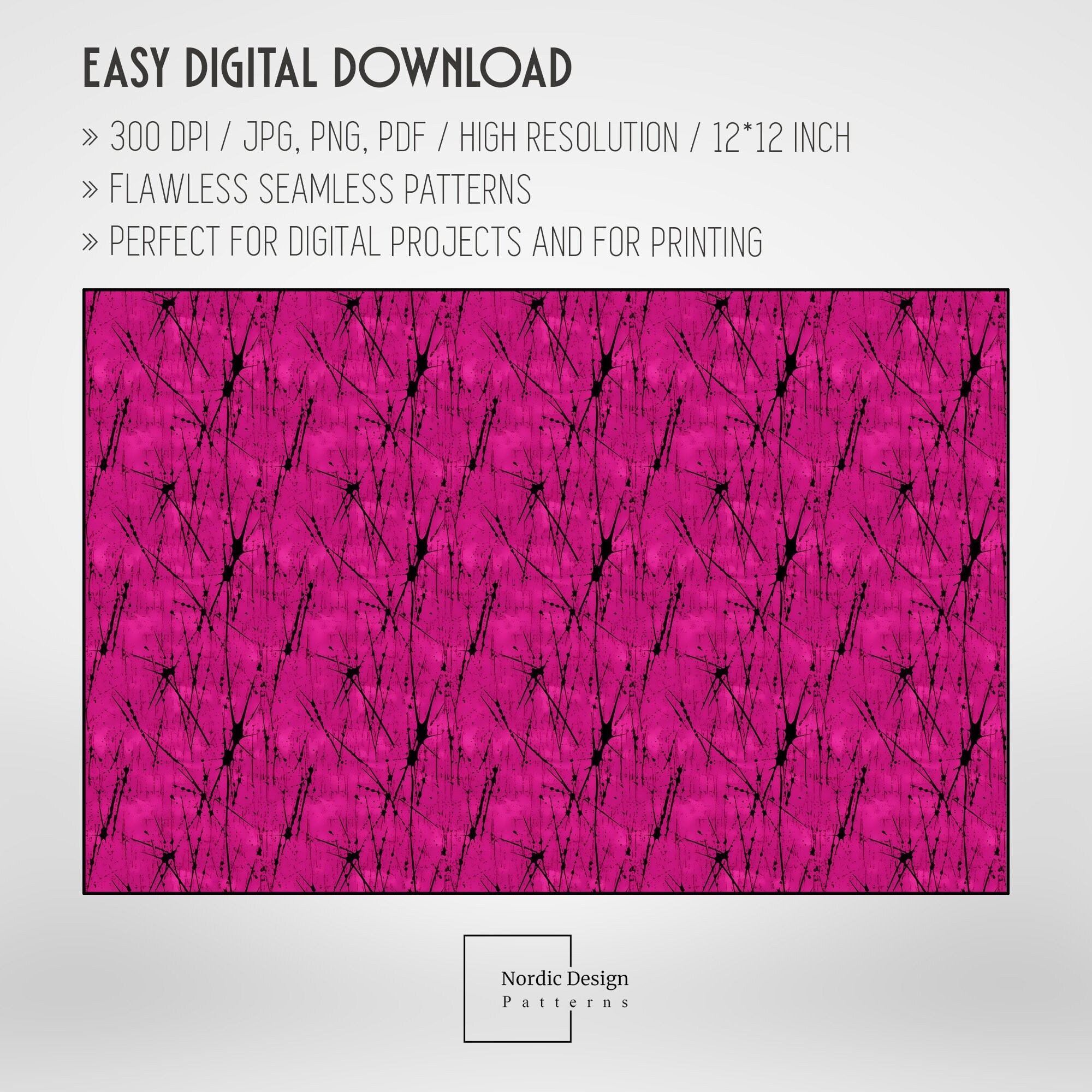 Set of 20 Pink Punk Seamless Patterns Digital Papers With Scratches ...