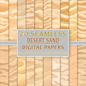 Set of 20 Desert Sand Patterns - Sahara Inspired Digital Papers for a Warm, Sunlit, and Beachy Aesthetic, Hot Sun, Beach, Digital Paper Set