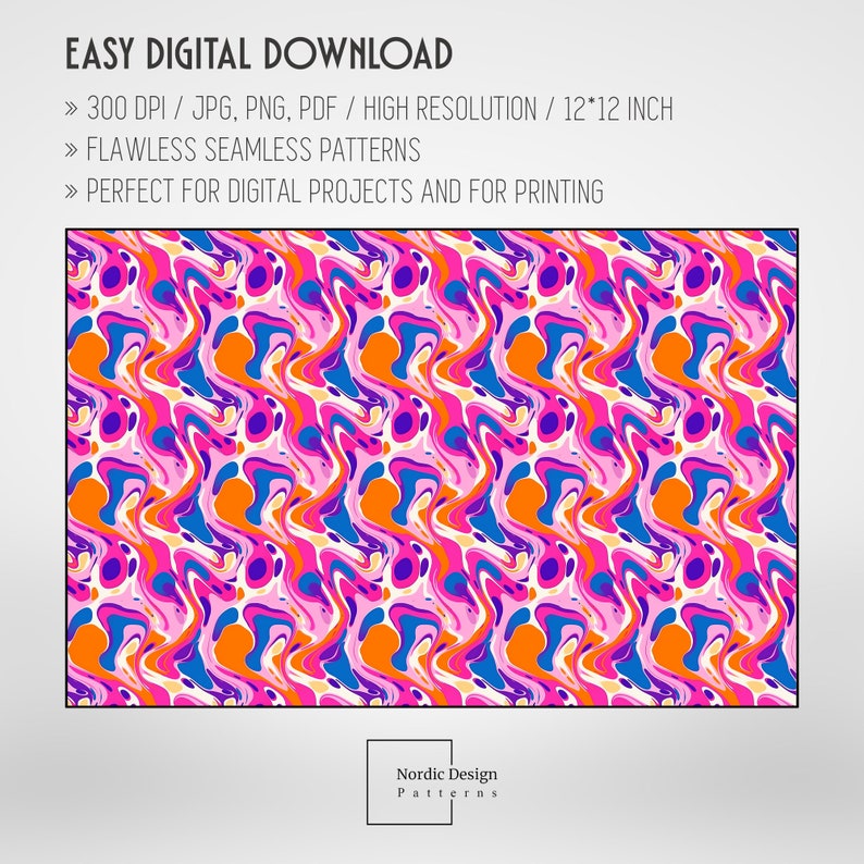 Vibrant Spilled Paint Digital Patterns - Set of 20 Seamless Designs for ...