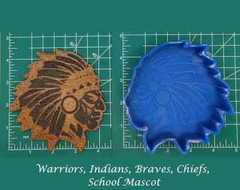 Warriors Braves Chiefs School Mascot - Freshie Mold - Silicone Mold - Aroma Bead Mold - Silicone Car Freshie Mold