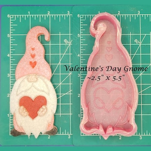 Gnome - Valentine&#39;s Day - Freshie Mold - Silicone Mold - Aroma Bead Mold - Silicone Car Freshie Mold