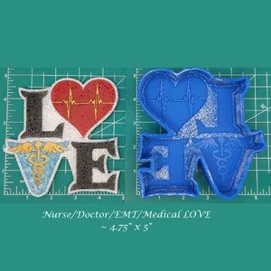 LOVE - medical profession - Freshie Mold - Silicone Mold - Aroma Bead Mold - Silicone Car Freshie Mold