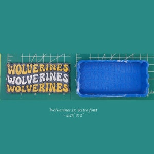 Wolverines Wolverines Wolverines retro font - Freshie Mold - Silicone Mold - Aroma Bead Mold - Silicone Car Freshie Mold