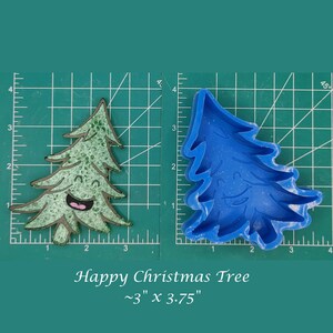 Happy Christmas Tree - Freshie Mold - Silicone Mold - Aroma Bead Mold - Silicone Car Freshie Mold