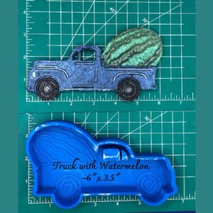 Vintage Truck with Watermelons - Freshie Mold - Silicone Mold - Aroma Bead Mold - Silicone Car Freshie Mold