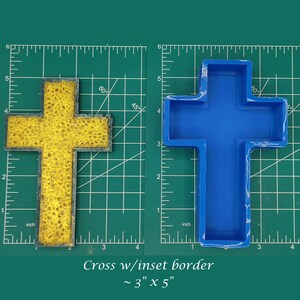 Cross with inset border - Freshie Mold - Silicone Mold - Aroma Bead Mold - Silicone Car Freshie Mold