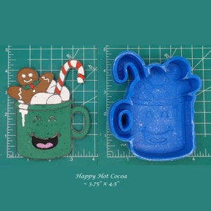 Happy Hot Chocolate - Freshie Mold - Silicone Mold - Aroma Bead Mold - Silicone Car Freshie Mold