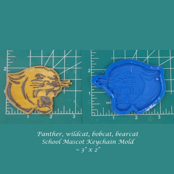 Panther - Wildcat - Bobcat - Bearcat - School Mascot Keychain Mold - Silicone Mold - Resin Mold - Plaster Mold - Clay Mold