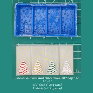 Weihnachtsbäume und Sterne Wachs Schmelz Snap Bar Silikonform