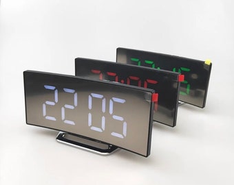 Home Decor Led Large Display Electronic Digital Mirror Alarm Clock