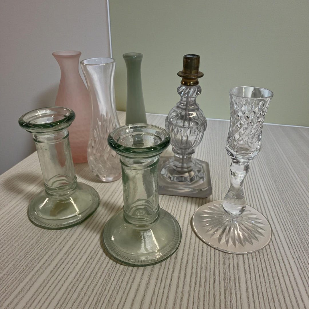 Ornamental Vintage Glass Petite Vases and Candelabras in Various ...