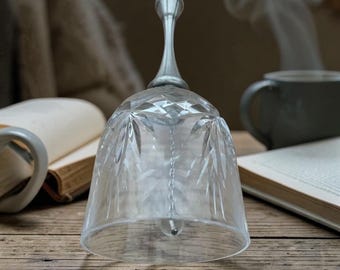 Vintage Cut Crystal Dinner Bell | Silver Plated Handle, English Home Decor