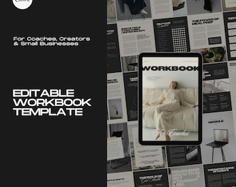 Editable Canva Workbook Template: Minimalist Beige & Black (PDF)