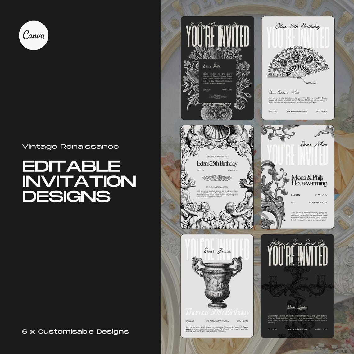 Vintage Renaissance Invitation Templates: Editable Canva Designs ...