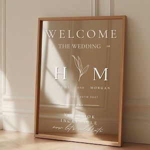 Wedding Selfie Mirror Welcome Sign with Names | Custom Welcome Sign Decals Removable Small Wedding Mirror Diy Vinyl Wedding Entrance Mirror