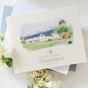 Hochzeitsgästebuch Individuell gestaltet für Gästebuch Modern - Custom Venue Illustration - Watercolor Illustriertes Venue-Gästebuch