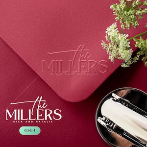 Timbro in rilievo personalizzato per cognomi / Logo per nomi di coppia / Cancelleria fai da te personalizzata / Timbro in rilievo personalizzato per inviti di nozze / SpoiledGirlie