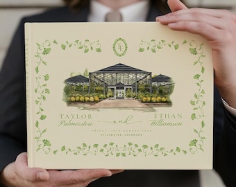 Wedding Guest Book - Custom Venue Illustration - Watercolor Venue - Illustrated Venue Guestbook, Alternative Guest Book, Hardcover Guestbook