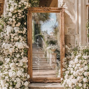 Letrero de bienvenida para boda / Nombres personalizables - Calcomanía para espejo de boda, acrílico, cartón - Para la boda de - Recepción - Ceremonia