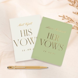 Custom Gold Foil Vow Books, Wedding Guest Book, & Officiant Book | Minimalist Wedding Keepsakes Album Wedding Book with Calligraphy