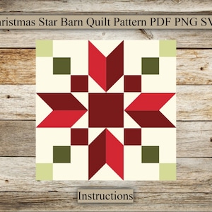 Christmas Star, Barn Quilt Pattern, Wood Barn Quilt, PDF Instruction for Drawing, SVG for Laser Engraving and Cutting, Digital Download