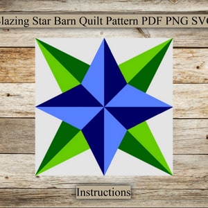Blazing Star Barn Quilt Pattern, Barn Quilt Laser Cut File, Barn Quilt Instructions, SVG for laser engraving, PNG, PDF, Digital download
