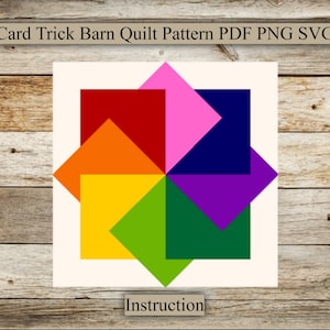 Card Trick, Barn Quilt Pattern, Laser Cut File, modèle pour ferme, Instructions, SVG pour la gravure laser, PDF, PNG, Téléchargement numérique