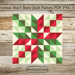 Chtistmas Star 3, Barn Quilt Pattern, Barn Quilt Laser Cut File, Barn Quilt Instructions, SVG for laser engraving, PDF, PNG,Digital download