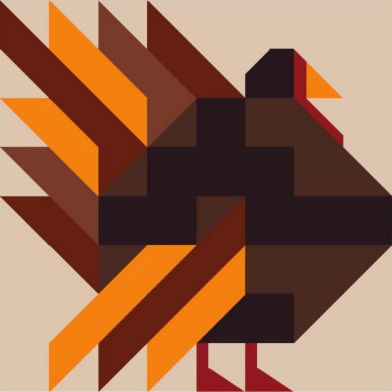 Turkey, Barn Quilt Pattern, PDF Instruction for Drawing, SVG for Laser Engraving and Cutting, for Farmhouse, PNG, Digital Download image 2