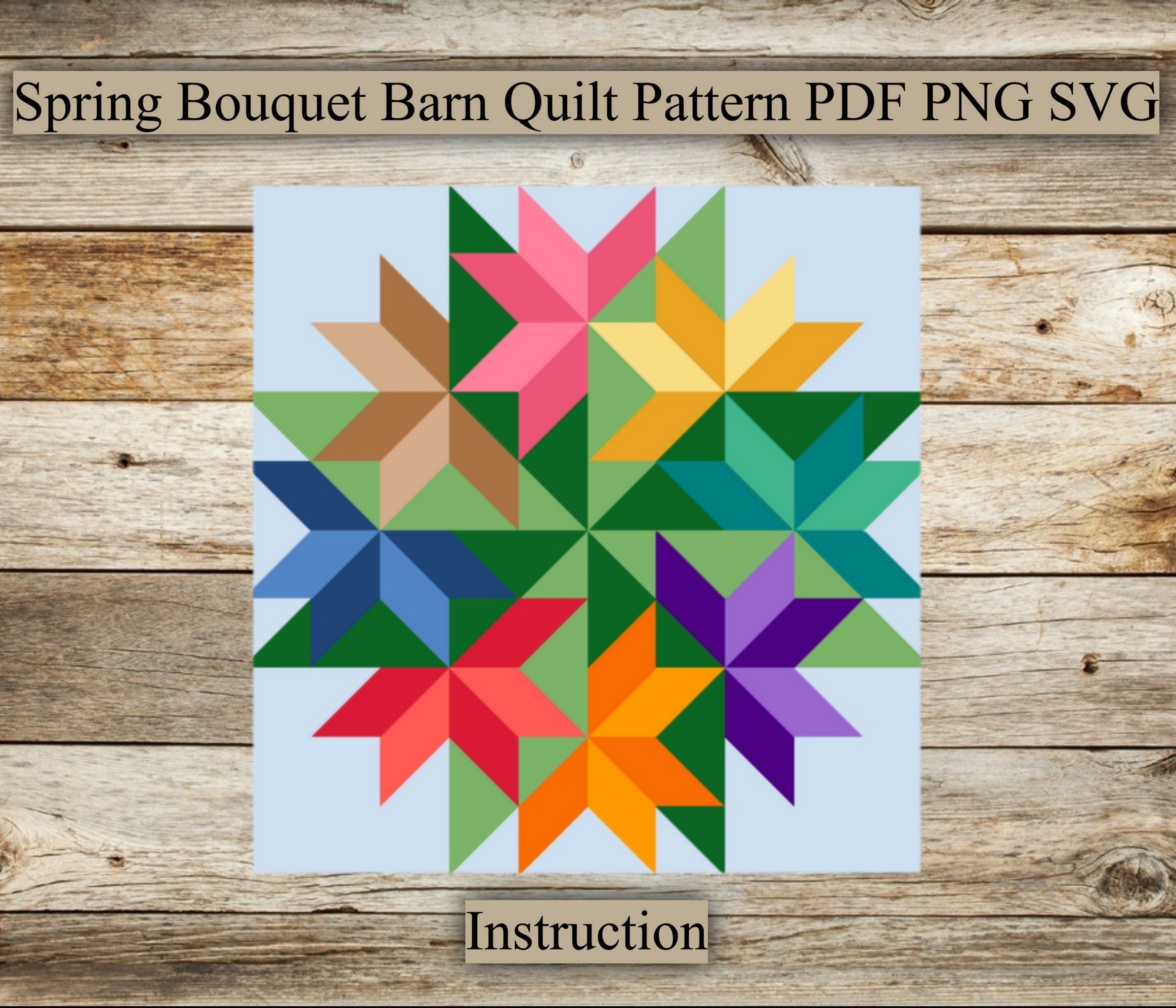 Spring Belle Quilt Pattern Spring Bouquet, Barn Quilt Pattern, Wood Quilt, PDF, SVG, PNG, Digital ...