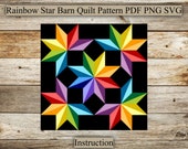 Rainbow Stars, Barn Quilt Pattern, PDF Instruction for Drawing, SVG for Laser Engraving and Cutting, Pattern for Farmhouse, Digital Download