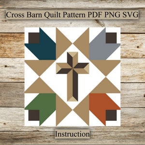 Cross, Barn Quilt Pattern,  PDF Instruction for Drawing, SVG for Laser Engraving and Cutting, for Farmhouse, PNG, Digital Download