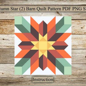 Autumn Star 2,Barn Quilt Pattern, Barn Quilt Laser Cut File,Barn Quilt Instructions, SVG for laser engraving, PDF, PNG,Digital download