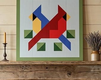 Cardinal Birds, Barn Quilt Pattern, Wood Barn Quilt, PDF Instruction for Drawing, SVG for Laser Engraving and Cutting, Digital Download