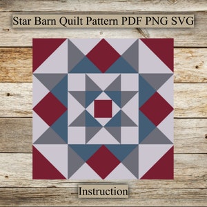 Star, Barn Quilt Pattern, Wood Barn Quilt, PDF Instruction for Drawing, SVG for Laser Engraving and Cutting, Digital Download