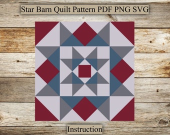 Star, Barn Quilt Pattern, Wood Barn Quilt, PDF Instruction for Drawing, SVG for Laser Engraving and Cutting, Digital Download