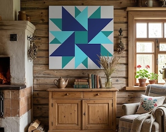 Double Aster, Barn Quilt Pattern, Wood Barn Quilt, PDF Instruction for Drawing, SVG for Laser Engraving and Cutting, Digital Download