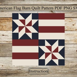 American Flag, Barn Quilt Pattern, PDF Instruction for Drawing, SVG for Laser Engraving and Cutting, Pattern for Farmhouse|Digital Download