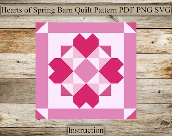 Hearts of Spring, Barn Quilt Pattern, Wood Barn Quilt, PDF Instruction for Drawing, SVG for Laser Engraving and Cutting, Digital Download