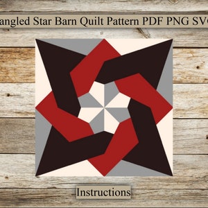 Tangled Star,Barn Quilt Pattern, SVG, PNG,PDF, Barn Quilt Instructions Digital download