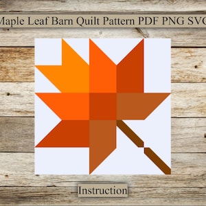 Ahornblatt, Barn Quilt Pattern, Laser Cut File, Muster für Bauernhaus, Anleitung, SVG für Laser, PDF, PNG, digitaler Download
